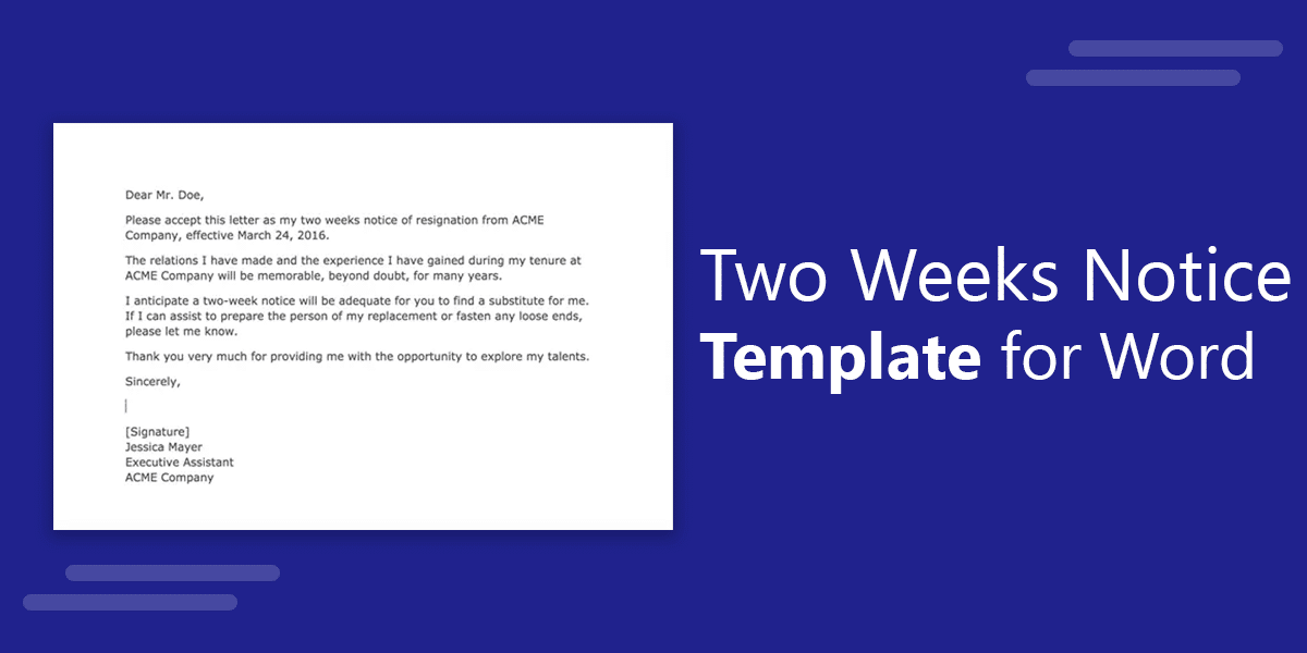 Two Weeks’ Notice Letter Template - The Best Free Online Photo Editing ...